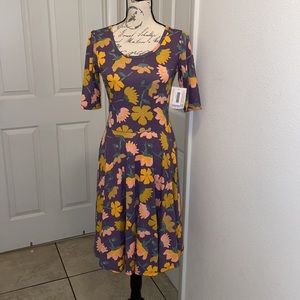 NWT coral purple dress with yellow and pink flowers, business casual